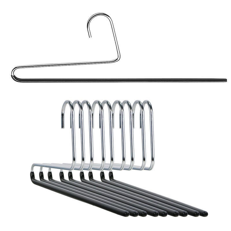Mawa by Reston Lloyd Reverse Hook Trouser Series Non-Slip Space-Saving Clothes Hanger with Single Rod for Pants  Style KH/35U  Set of 10  Black - Image 1
